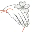 red string wrap in pinky swear and iris flower surrounded tattoo design idea