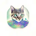 psilocybin mushrooms around cat in the woods  tattoo design idea