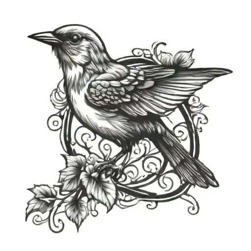a nightingale flying down tattoo design idea
