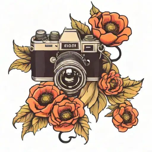 lion, camera, remembrance poppy, books, Harry Potter  tattoo design idea