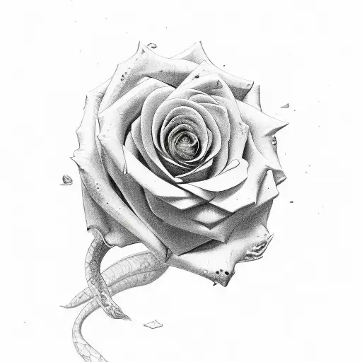Rose Snake tattoo design idea
