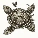 Sea Turtle With Butterfly on its back  tattoo design idea