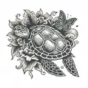 Sea Turtle With Butterfly  tattoo design idea