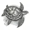 Sea Turtle With Butterfly  tattoo design idea