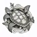 Sea Turtle With Butterfly  tattoo design idea