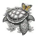 Sea Turtle With Butterfly  tattoo design idea