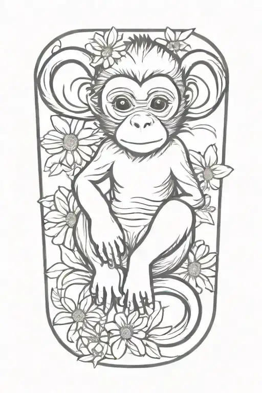 baby monkey, ps5 controller, daisy flower tattoo design idea