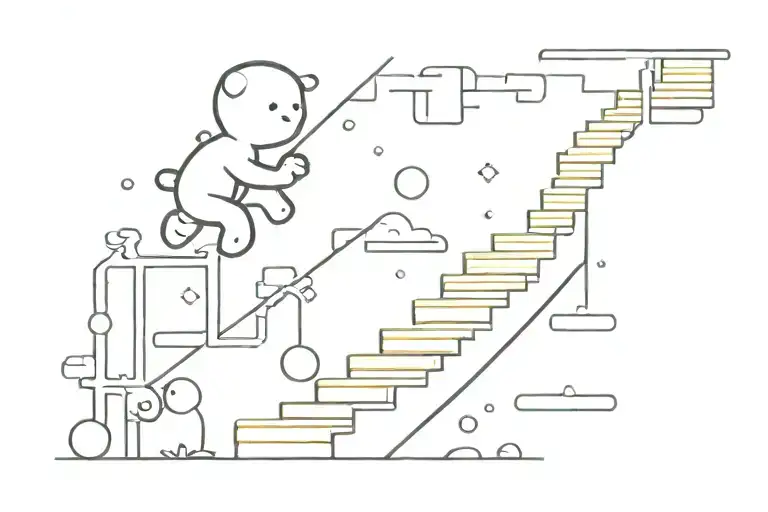 sour patch kid climbing stairs tattoo design idea