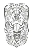 viking shield, skulls tattoo design idea