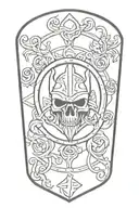 viking shield, skulls tattoo design idea