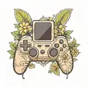 baby monking, ps 5 game controller, diamond outline, daisy flowers  tattoo design idea