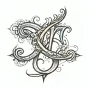 a design that includes the letters Y,C,M,T,B in cursive  tattoo design idea