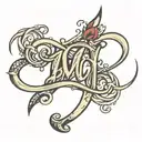 a design that includes the letters Y,C,M,T,B in cursive  tattoo design idea