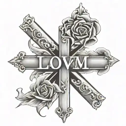 Love Mom in cross tattoo tattoo design idea