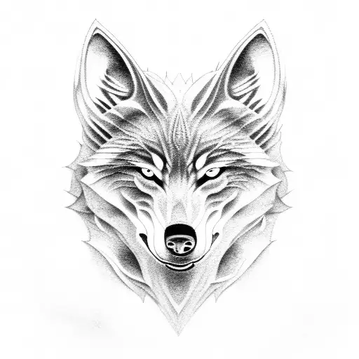 Fenrir, the Norse wolf, emerging from shadows tattoo design idea