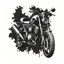 A sleek street bike morphing into a gun, symbolizing power and speed tattoo design idea