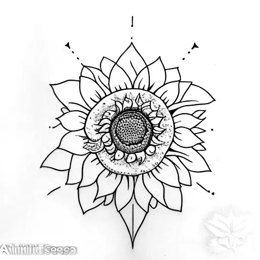 A minimalist tattoo of a stylized sunflower with open book petals, reflecting your appreciation for both literature and the beauty of flowers tattoo design idea