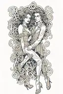 female Jekyll and Hyde leg sleeve tattoo design idea