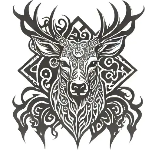 Deer head tattoo design idea