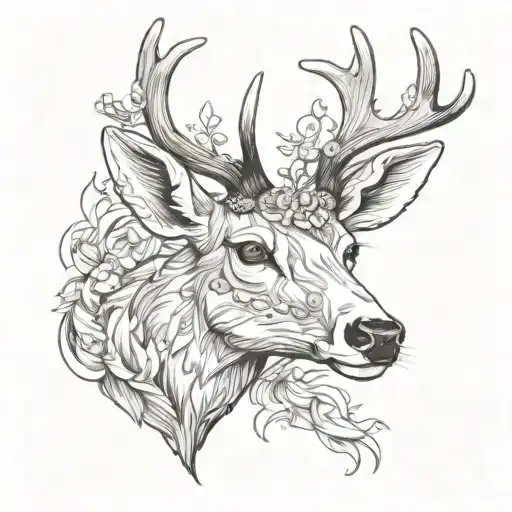 Deer head tattoo design idea