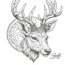 Deer head tattoo design idea