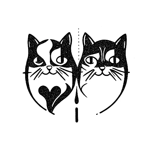 three headed hesoteric cat tattoo design idea