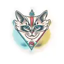 three headed hesoteric cat tattoo design idea