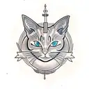 three headed hesoteric cat tattoo design idea