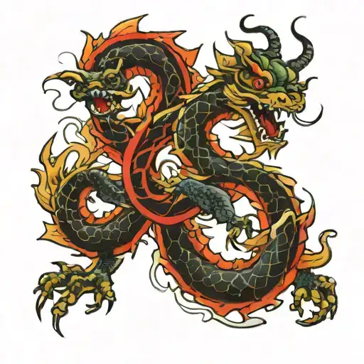 Vietnamese Dragon and Cross tattoo design idea