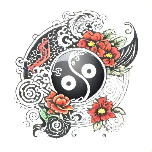 Yin-Yang with Vietnamese Patterns tattoo design idea