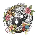 Yin-Yang with Vietnamese Patterns tattoo design idea