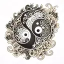 Yin-Yang with Vietnamese Patterns tattoo design idea