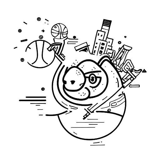 Combine a guinea pig and a basketball in a playful and dynamic way tattoo design idea