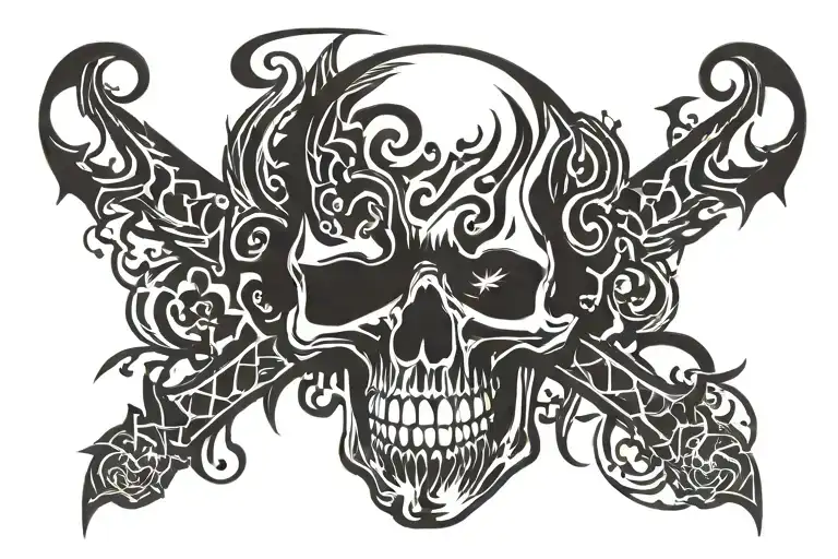 skull metal satan 666 tattoo design idea