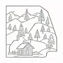 cabin surrounded tattoo design idea