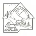 cabin surrounded tattoo design idea