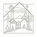 cabin surrounded tattoo design idea