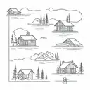 cabin surrounded tattoo design idea