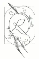 f cursive initial with arrow tattoo design idea