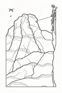 stick figure rock climbing up a scar tattoo design idea