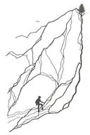stick figure rock climbing up a scar tattoo design idea