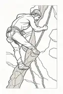 rock climber with a rope climbing up a scar on achilles tattoo design idea