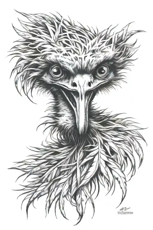 emu feather intertwined tattoo design idea