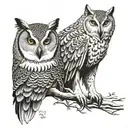 snow owl and wolf  tattoo design idea