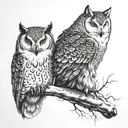 snow owl and wolf  tattoo design idea