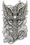 Gangsta cross with angel wings tattoo design idea