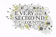 Words "every second counts" tattoo design idea