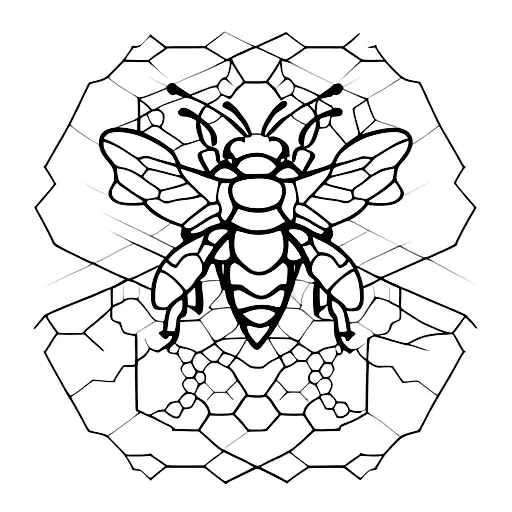 Geometric bee with a honeycomb pattern tattoo design idea