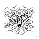 Geometric bee with a honeycomb pattern tattoo design idea