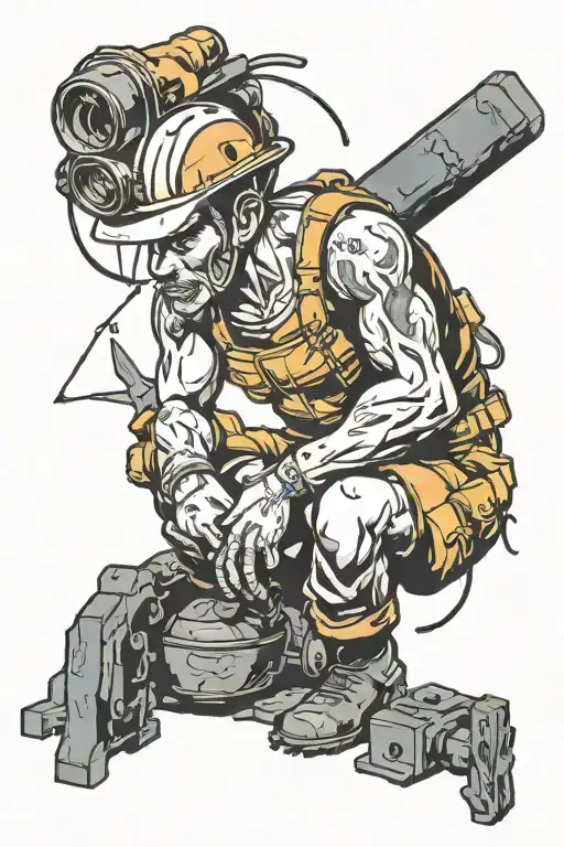 coal miner working hard tattoo design idea